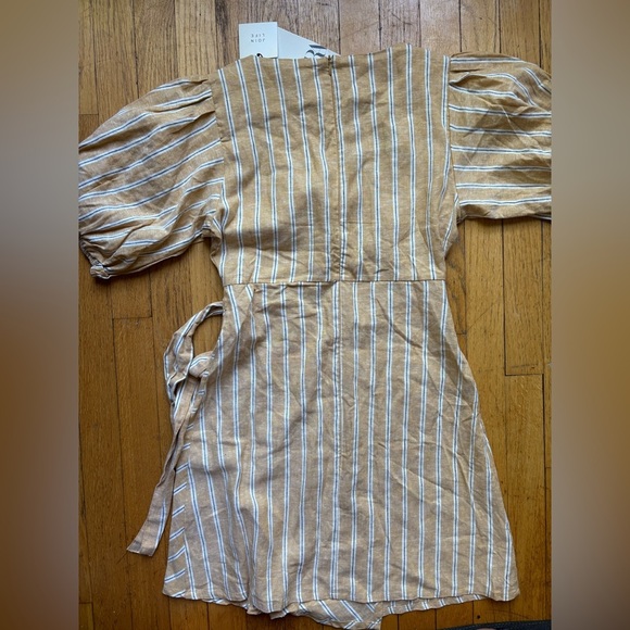 ZARA Linen Blend Striped Mini Dress - Picture 4 of 8
